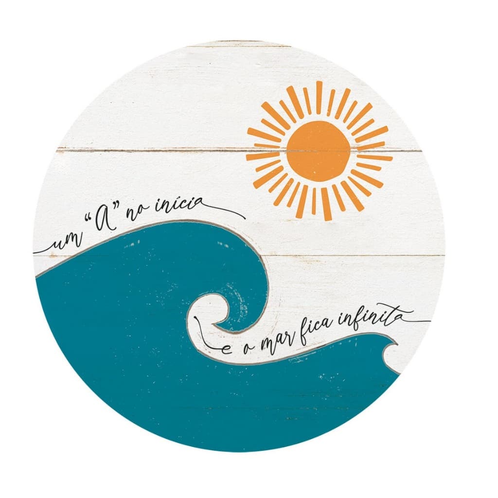 Placa Decorativa Frase Um A No Inicio E O Mar Fica Infinito Praia Sol Verão Decoração