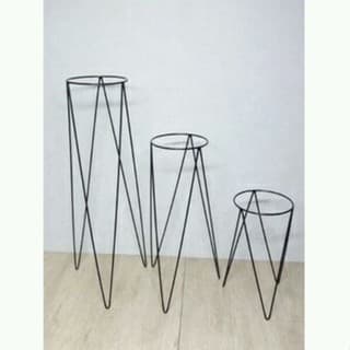 kit suporte tripé de chão para vaso jardinagem planta em ferro pmg  4mm sg 60,45,30