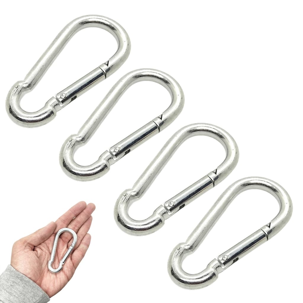 Kit 4 Mosquetão Gancho Aço P/ Aparelho Equipamento Academia Camping e Uso Geral 8cm