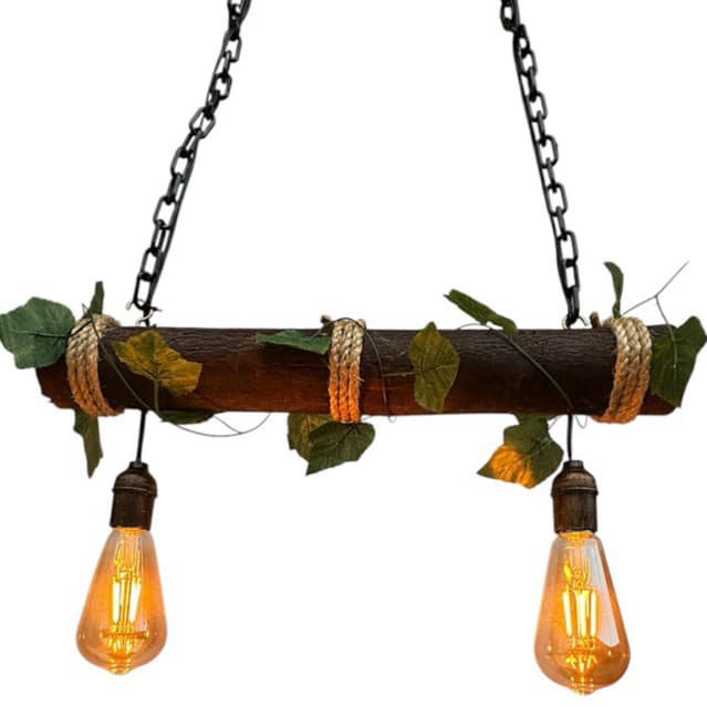 Luminária pendente de teto rústica tronco madeira industrial Vintage estilo Campestre efeito aconchegante decorativo