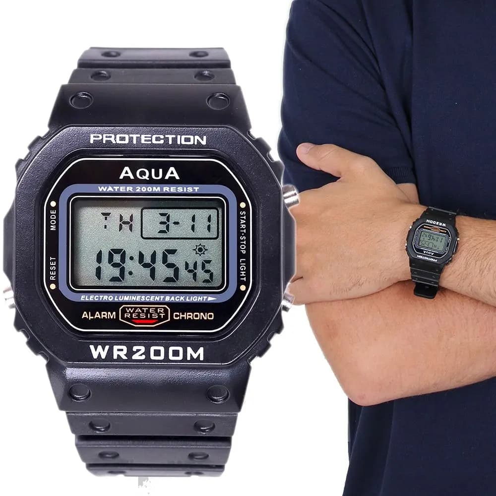 Relógio Masculino Digital Áqua 100% Prova d'água Militar Luz