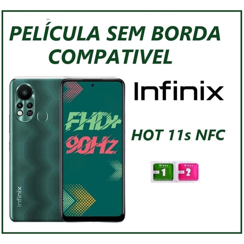 Película Transparente Compatível para Infinix Hot 11s NFC o💎  sem Borda Preta acabamento Perfeito