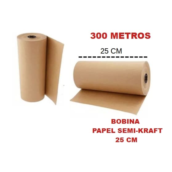 Papel Semi Kraft Bobina 25cm Aprox. 4KG  Pardo