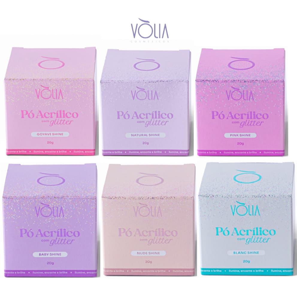 Volia Pó Acrílico com Glitter Pote – 20g
