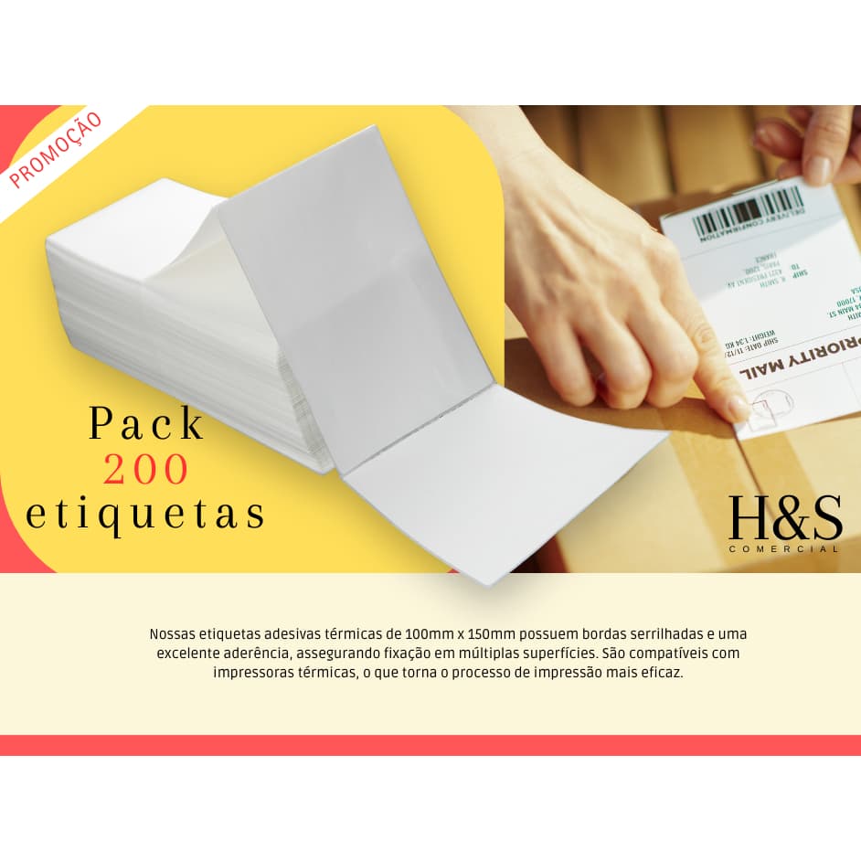 200 Etiquetas Térmicas Adesivas Para E-commerce 10x15