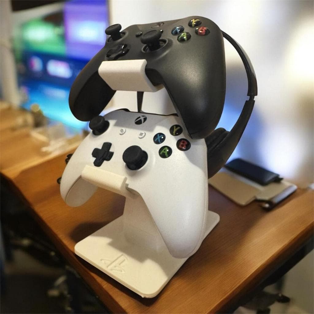 Suporte de controle de vídeogame PS4, PS5, Xbox e outros + headphone, design moderno e único no mercado