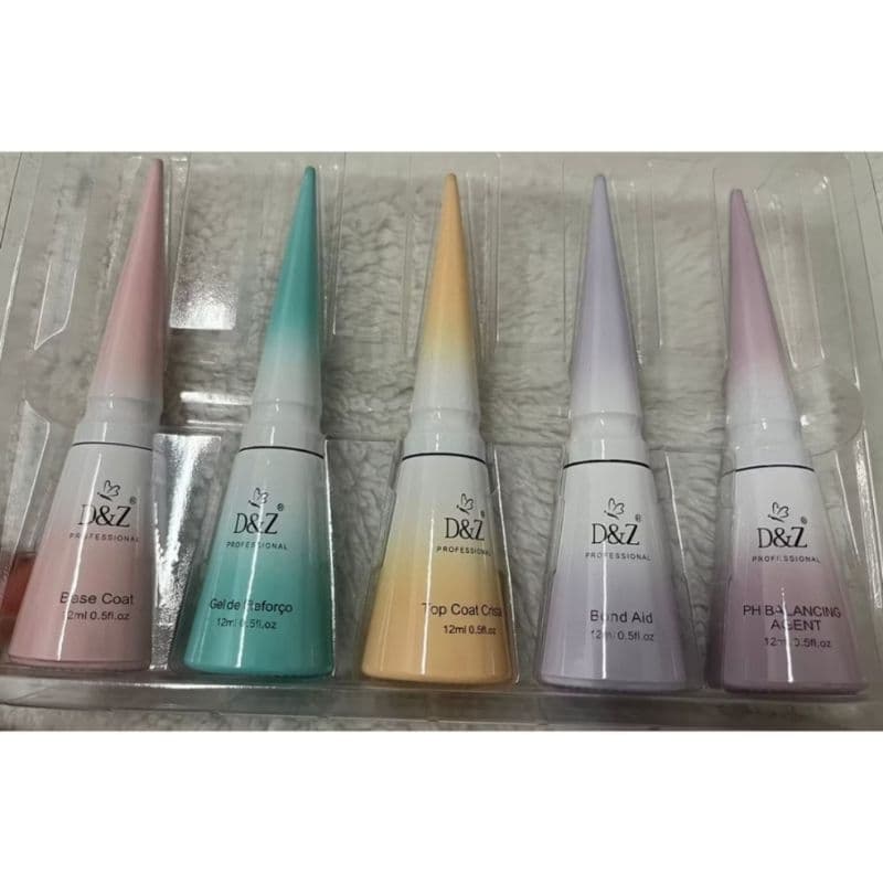 kit Base Coat - Top Coat - Bond Aid - Ph Balancing - Gel de Reforço D&z Uv/led 12ml