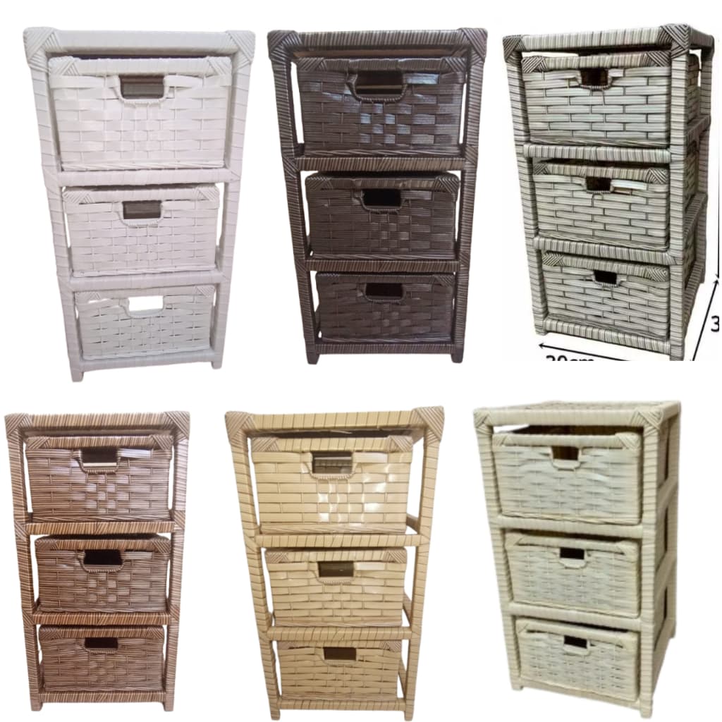Gaveteiro Sintético Organizador criado mudo Artesanal 3 Gavetas 30x30x57
