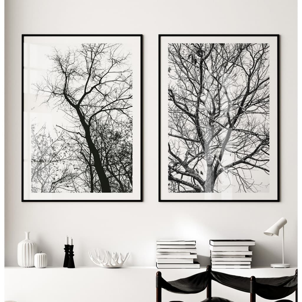 Quadro Natureza Preto E Branco Com Moldura Quadro Decorativo Sala Quadro Quarto Árvores Secas Duo