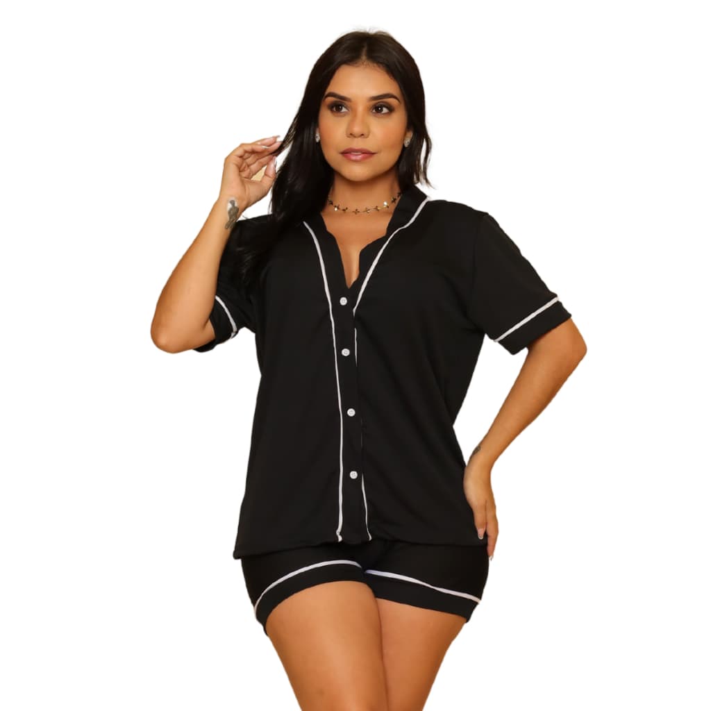 Pijama  Americano Aberto Com Botões Feminino