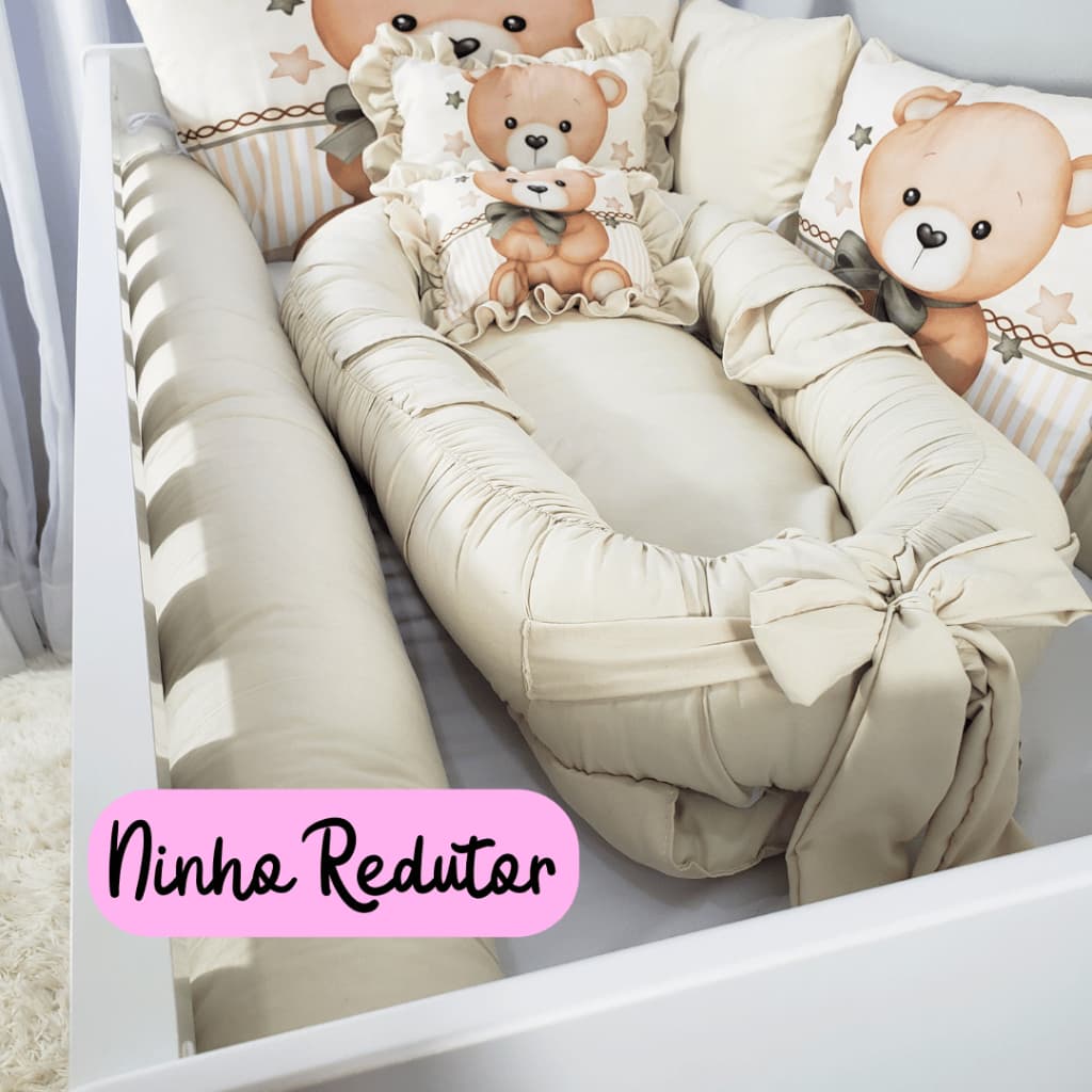Ninho Redutor de Berço Ajustável Com Zíper + Almofadinha Estampada