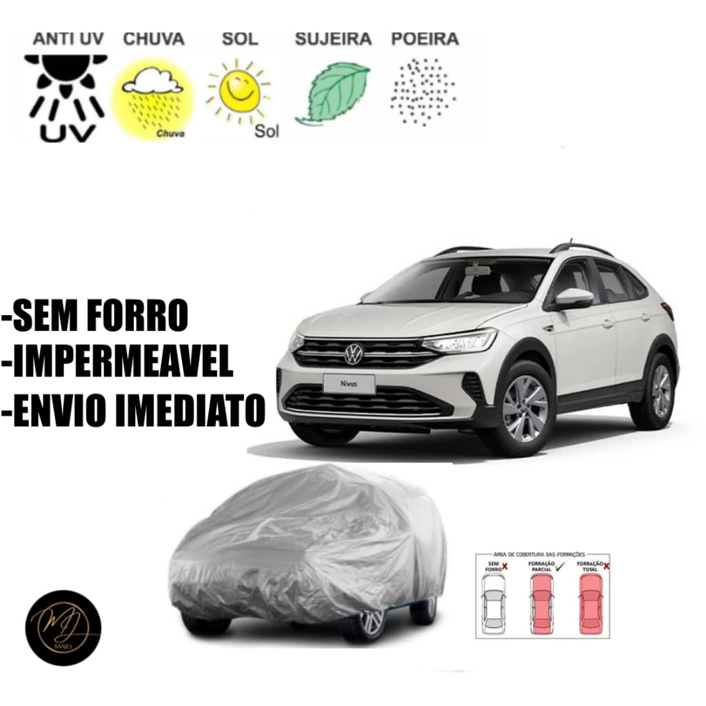 Capa de Cobrir Carro NIVUS SEM FORRO GG- Impermeável e Proteção Completa contra Sol, Chuva e Poeira