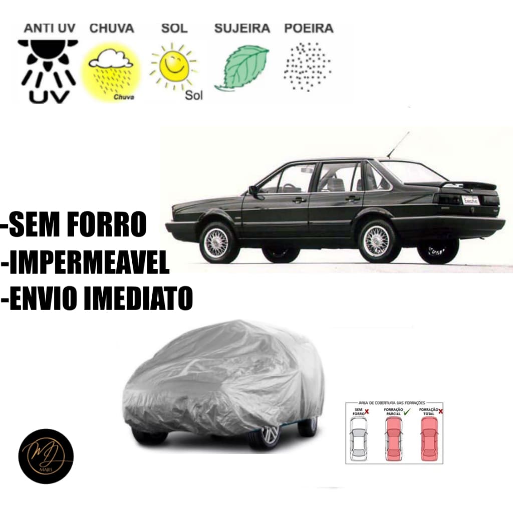 Capa de Cobrir Carro SANTANA SEM FORRO G - Impermeável e Proteção Completa contra Sol, Chuva