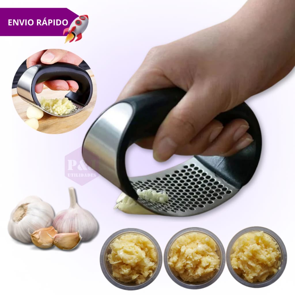 Espremedor Amassador Triturador De Alho Inox Manual Cozinha Moedor