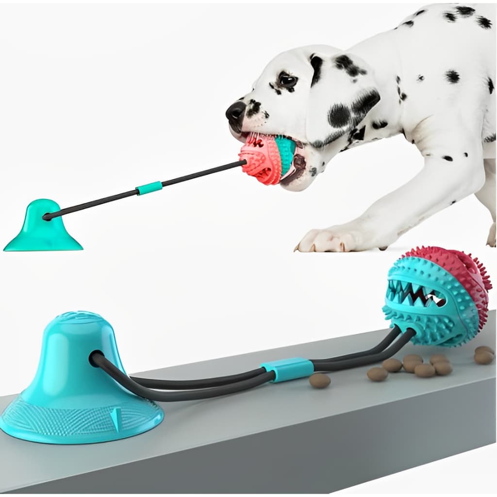 Brinquedo Pet De Cachorro Push Ball Mordedor Interativo Corda Com Bolinha Porta Petisco Ventosa Chão