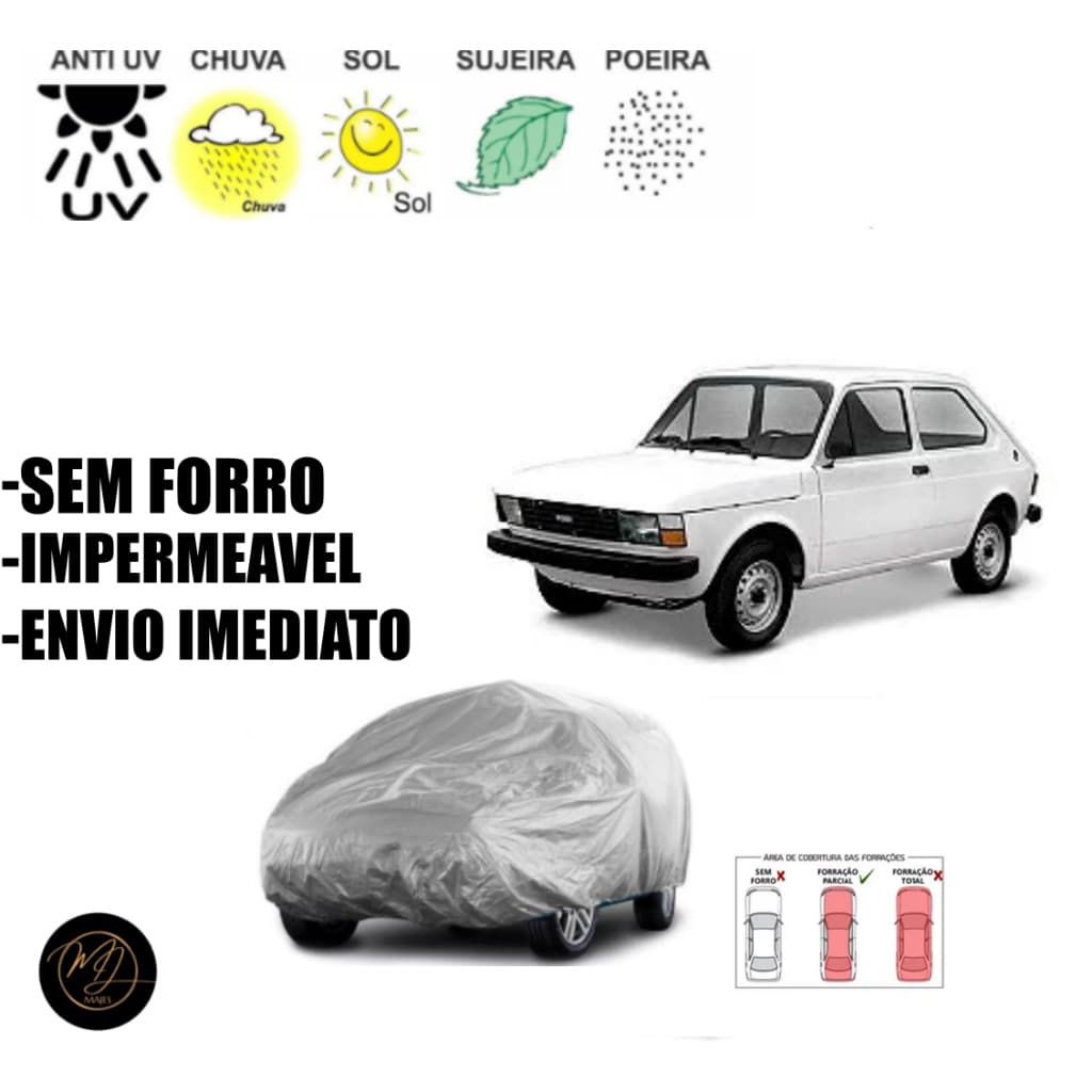 Capa de Cobrir Carro FIAT 147 SEM FORRO P- Impermeável e Proteção Completa contra Sol, Chuva
