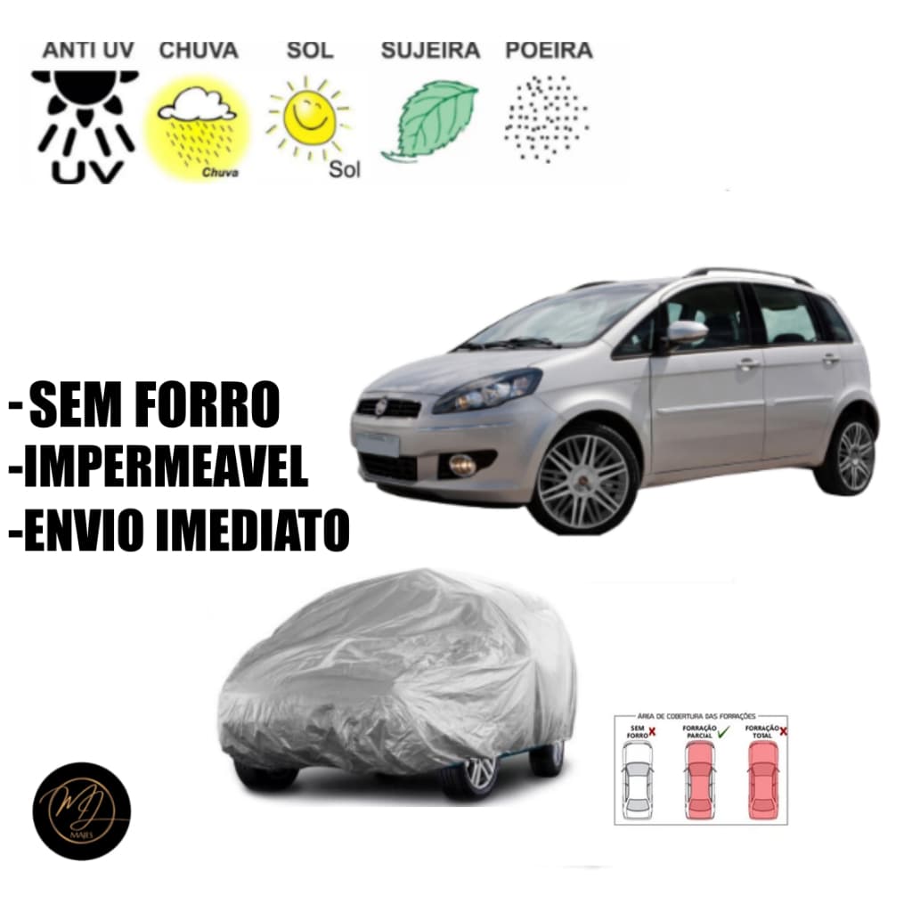 Capa de Cobrir Carro IDEA SEM FORRO M- Impermeável e Proteção Completa contra Sol, Chuva e Poeira