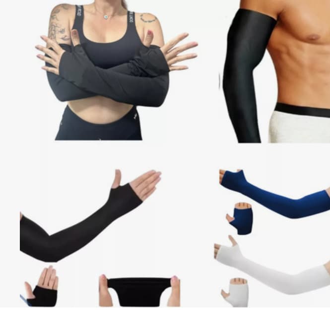 Par Manguito mangote com Dedo Proteção solar UV50+ Corrida Fitness Academia Unissex