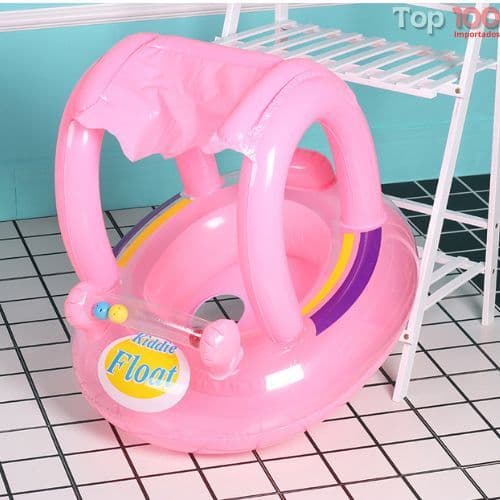 Boia Fralda Inflável Infantil Bebê Com Proteção Cobertura Para Sol Suporte de Pernas 3+