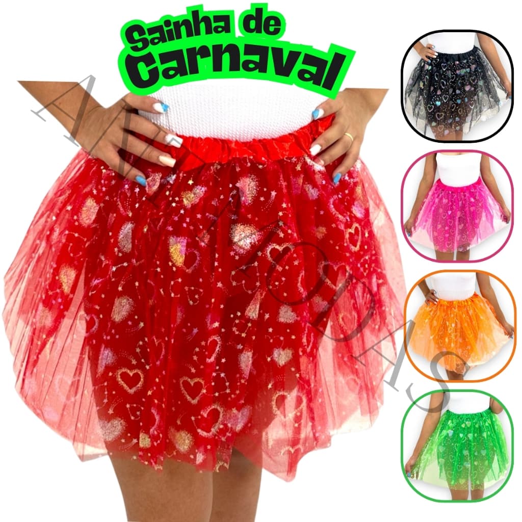 Saia De Carnaval folia Tule Tutu Adulto Fantasia Brilho Acessório Carnaval