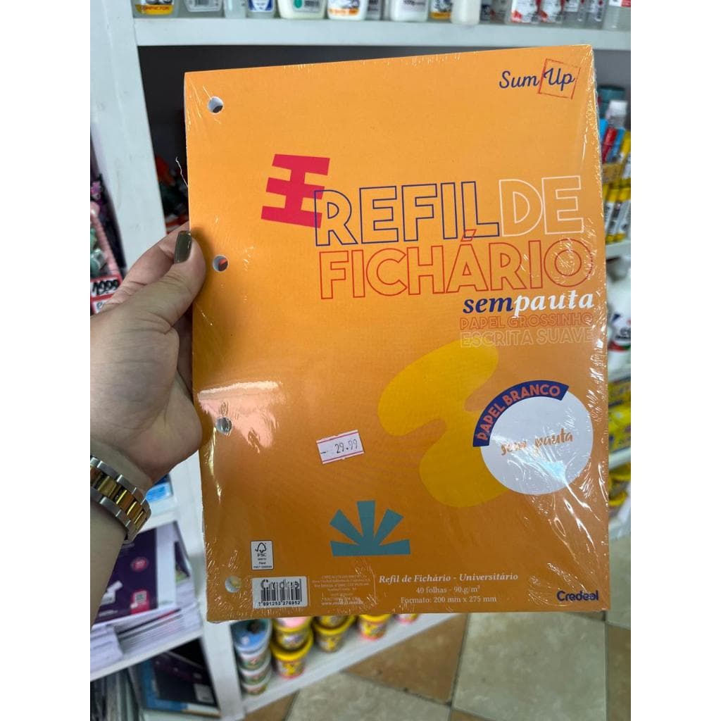 REFIL FICHARIO SEM PAUTA 90 GR 40 FOLHAS