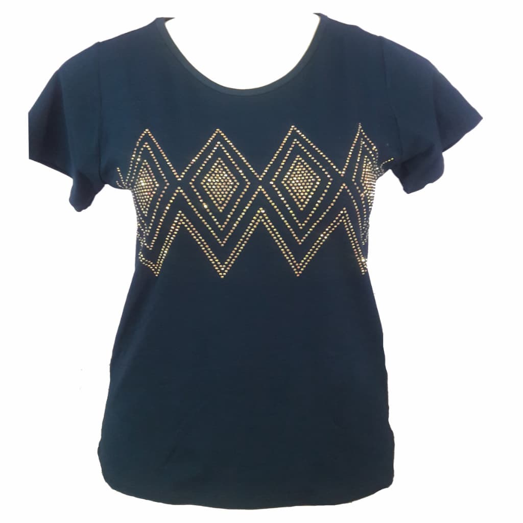 Blusa Plus Size Feminina Veste Tamanho 40 ao 64 (M ao G10) Camiseta Tecido Viscolycra Pedras Zig Zag