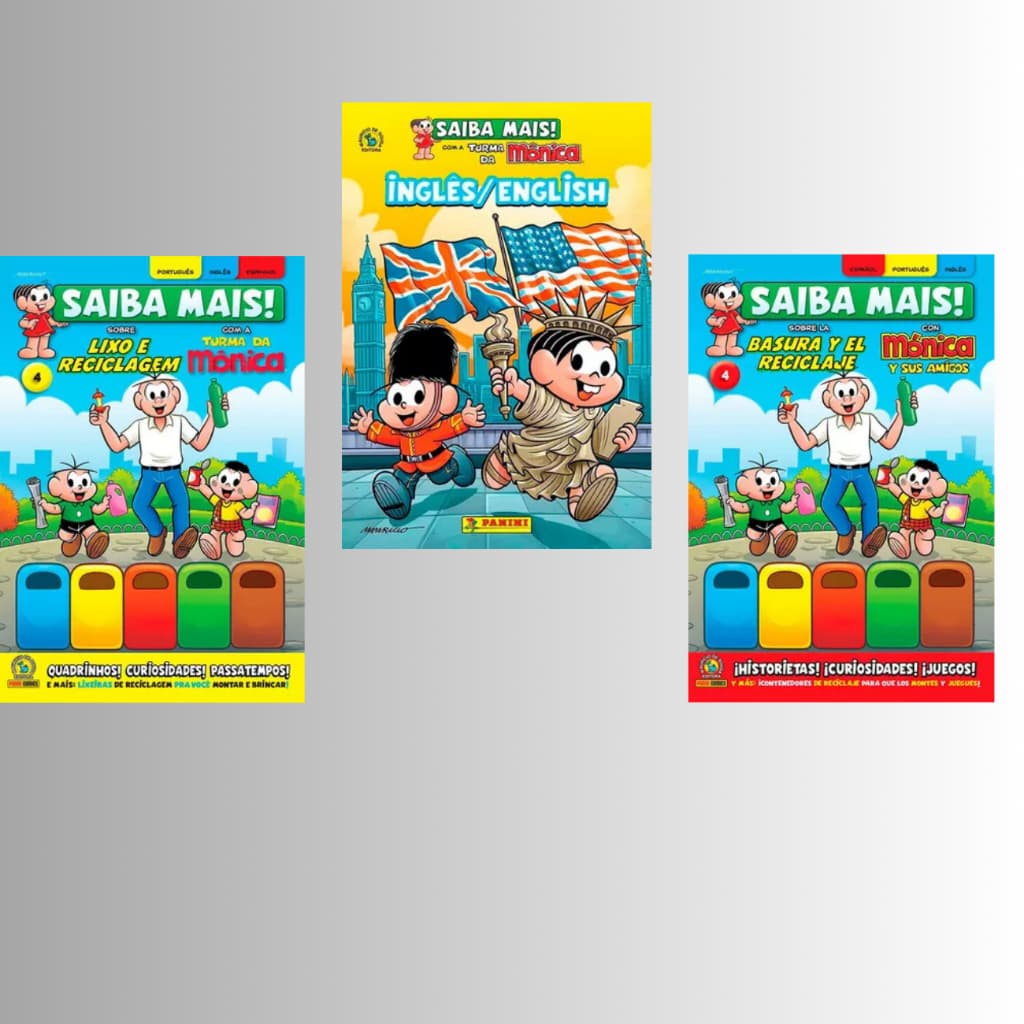 kit saiba mais turma da mônica em português + espanhol + inglês diferentes