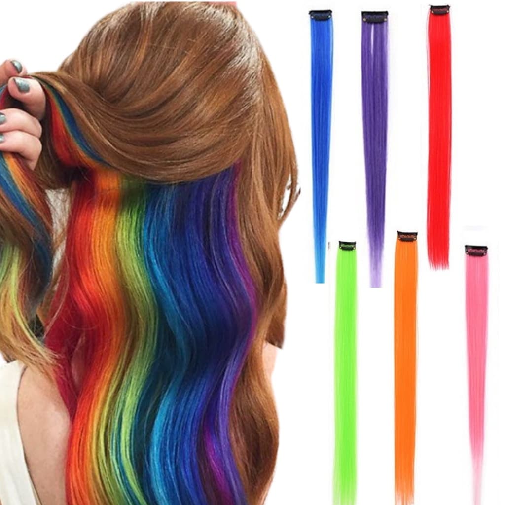1 Mecha Colorida Aplique de Cabelo Colorido Tic Tac Infatil Cosplay - ENVIO IMEDIATO