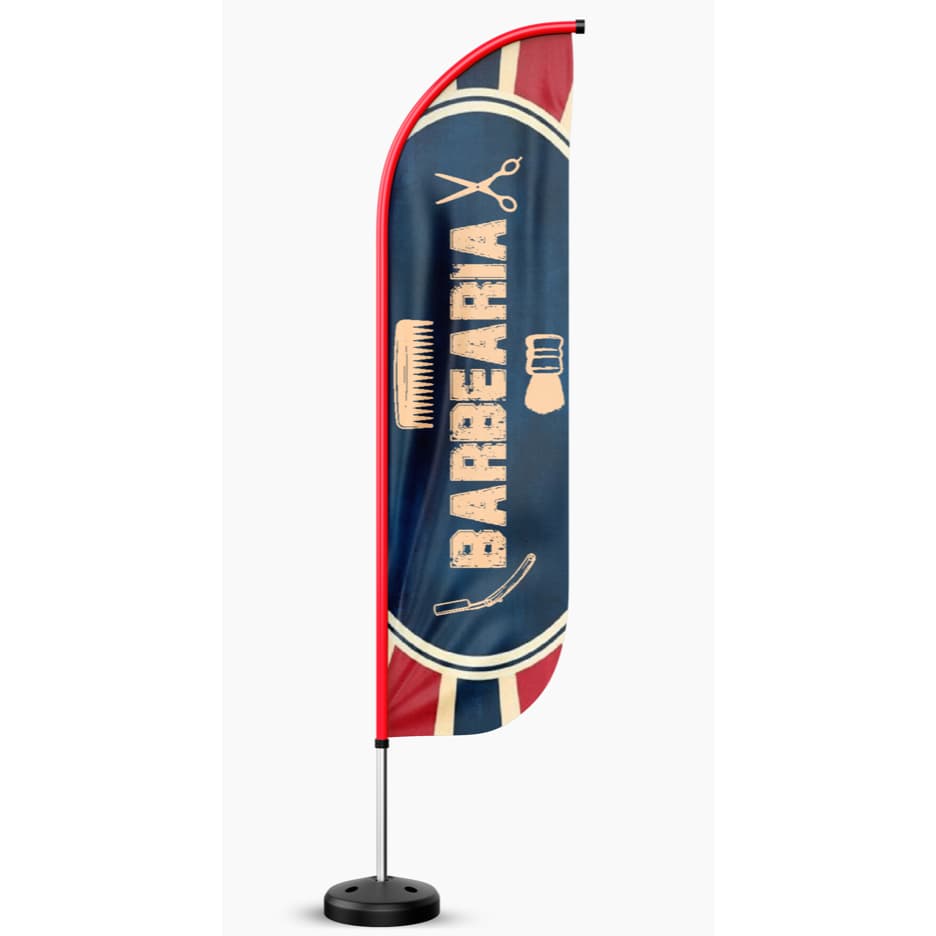 Wind Banner Dupla Face 2mt Barbearia/Açaí/Pastel (Não acompanha base)