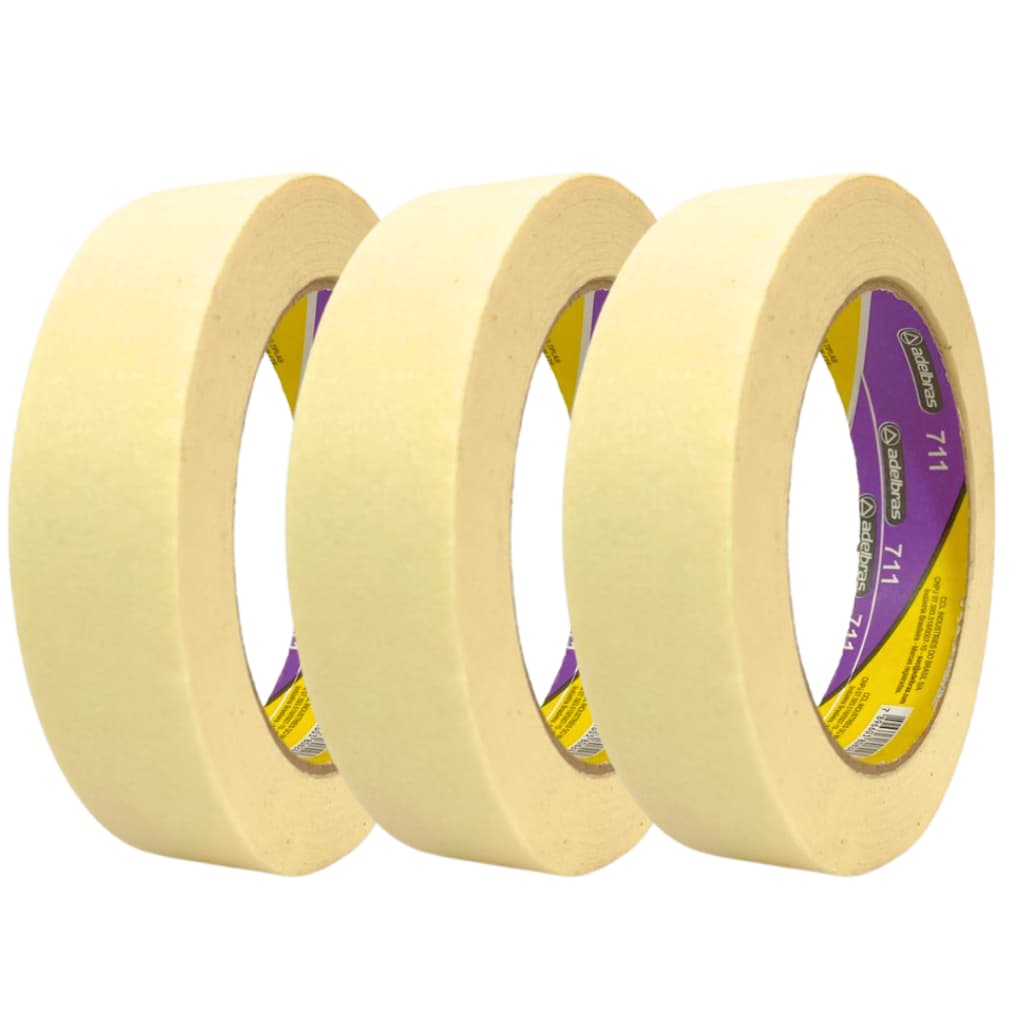 Kit 3 Rolo Fita Crepe Média Mask 24mmx40m Pintura  Adelbras