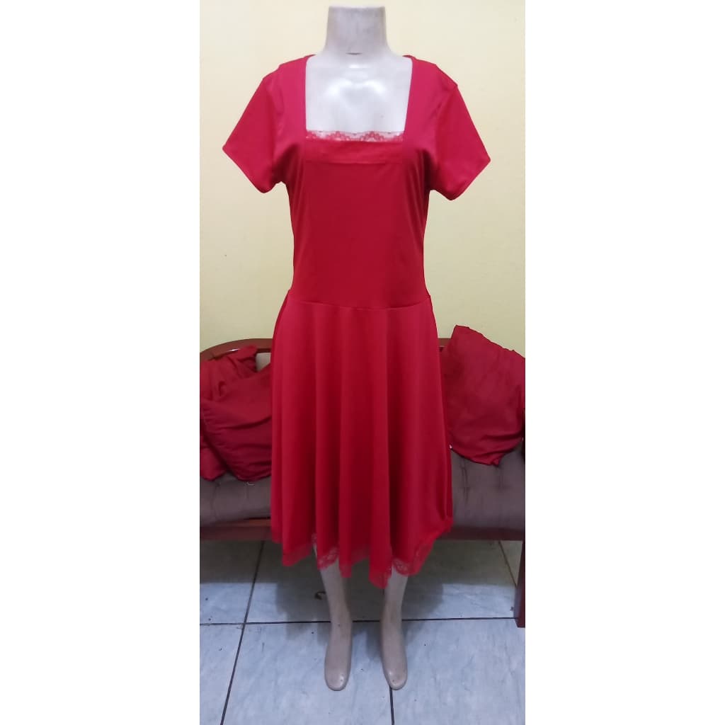 Vestido Midi Moda Evangélica / vestido longo  vermelho - moda evangélica - G LUDAN