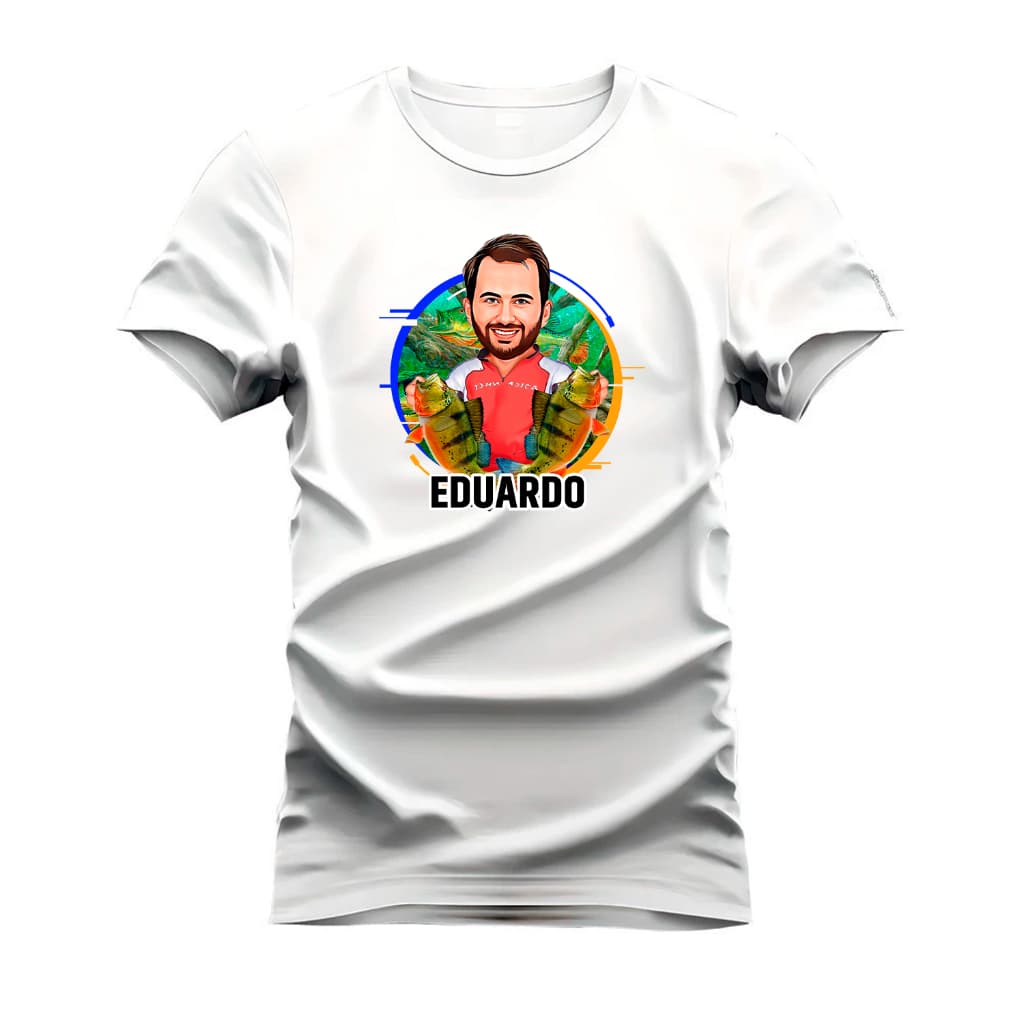 Camiseta Personalizada Com Caricatura De Pescador Tucunaré