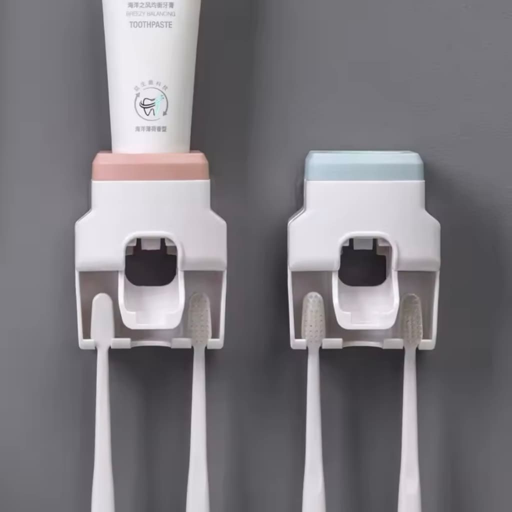 Dispensador de Creme Dental Suporte Escova Dispenser Pasta de Dente Automático Banheiro