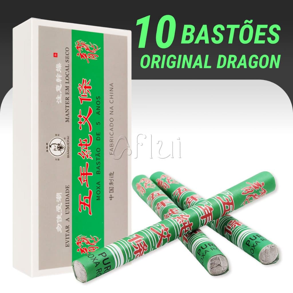 Moxa Bastão Artemísia Moxaterapia Tipo A Premium 10 Bastões Dragon