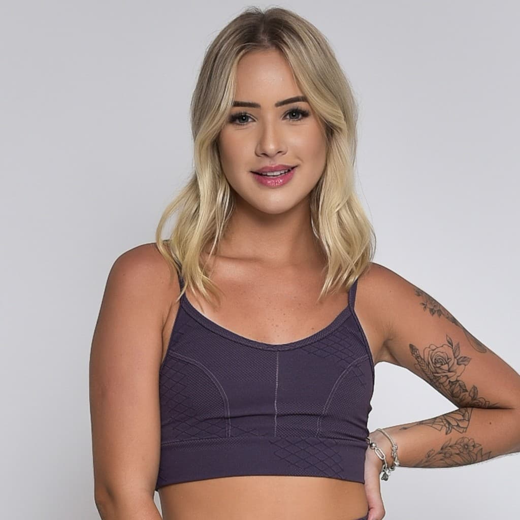 Top Fitness Feminino de Treinos Zero Transparência Sock Lilás Top Academia Fd Modas