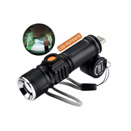 Mini Lanterna Tática Militar Longo Alcance T6 LED Recarregável USB Luz Branco DT-62