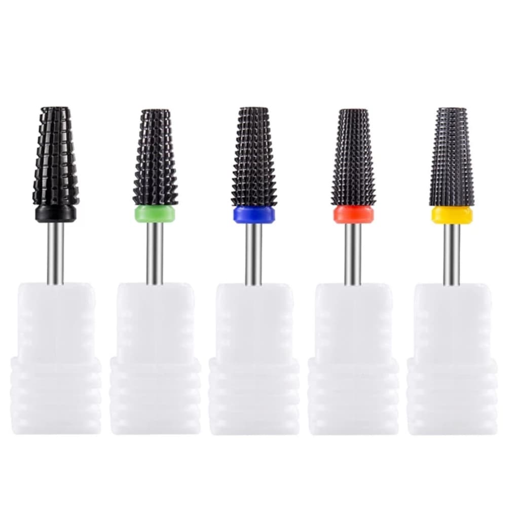 Broca de Tungstenio conica Premium profissional para Lixa eletrica Bivolt Acabamento unhas de gel Fibra de vidro Nail