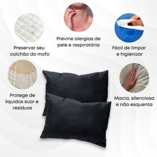 Kit 04 Porta Fronhas para Travesseiro Impermeável Hospitalar Capa Protetora Antialérgico Antiácaro
