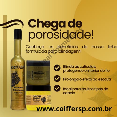 Kit Coiffer Blindagem dos Fios 3 Produtos: Reconstrução Pós-Química - Cabelos Lisos e Sedosos