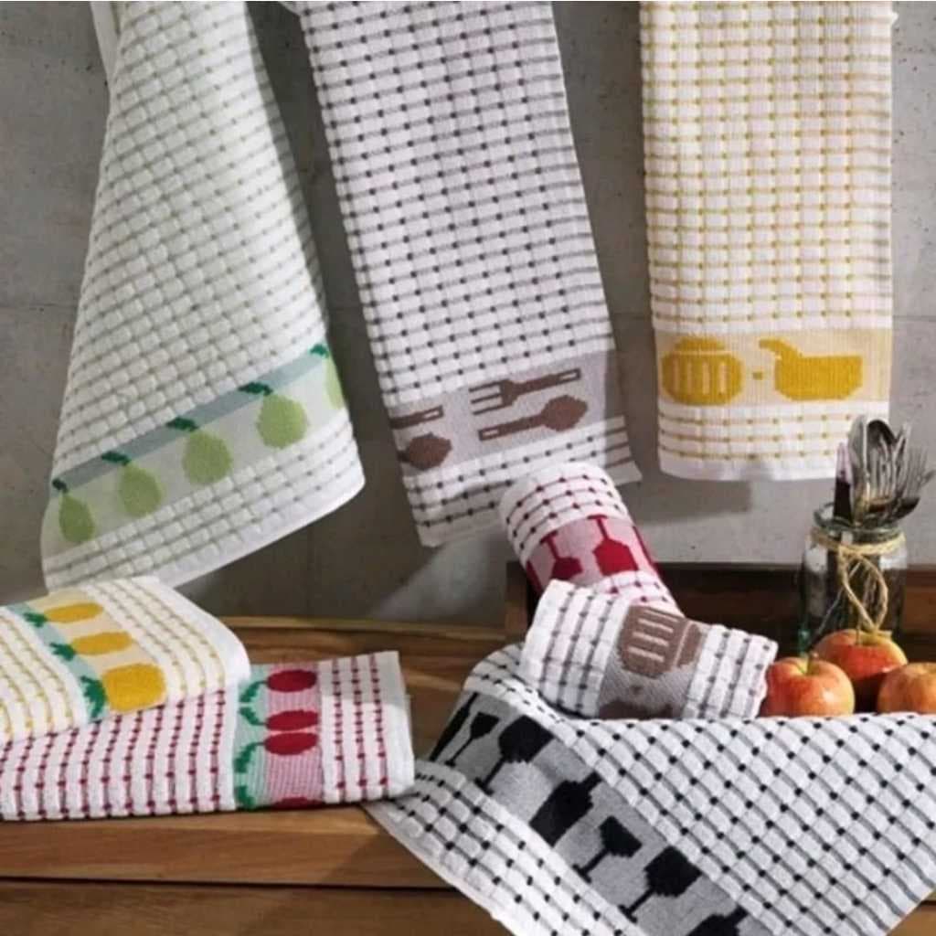 Kit com 5 Panos de Prato Gourmet Premium Atoalhado 100%Algodão TEKA