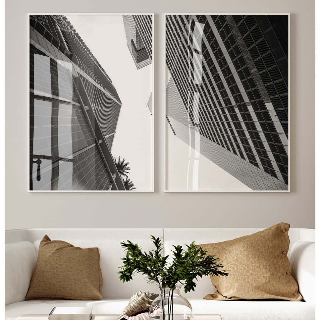 Quadro Preto E Branco Com Moldura Quadros Decorativos Sala Quadro Escritório Prédios Comerciais Duo