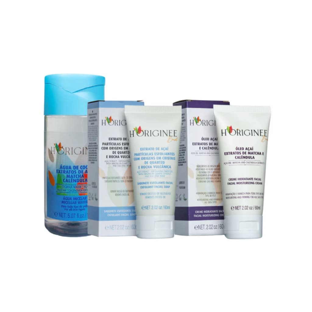 Kit Skin Care Completo Sabonete Agua Micelar e Hidratante Facial Vegano H'orginée Brasil Produtos Naturais