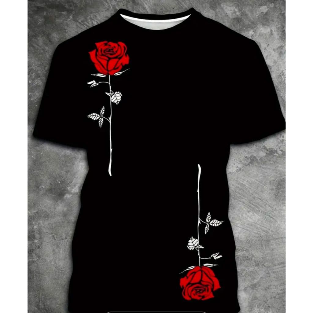 Camiseta masculina DUAS ROSAS Gola Redonda Manga Curta Algodão Moda Basica, Praia ,Verão  Todos Os Estilos
