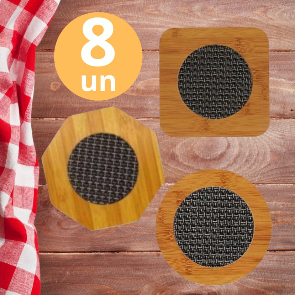 KIT 8 Descanso De Panela Bambu Protege Jogo Americano Mesas Contra Riscos Para Casa Cozinha Multiuso