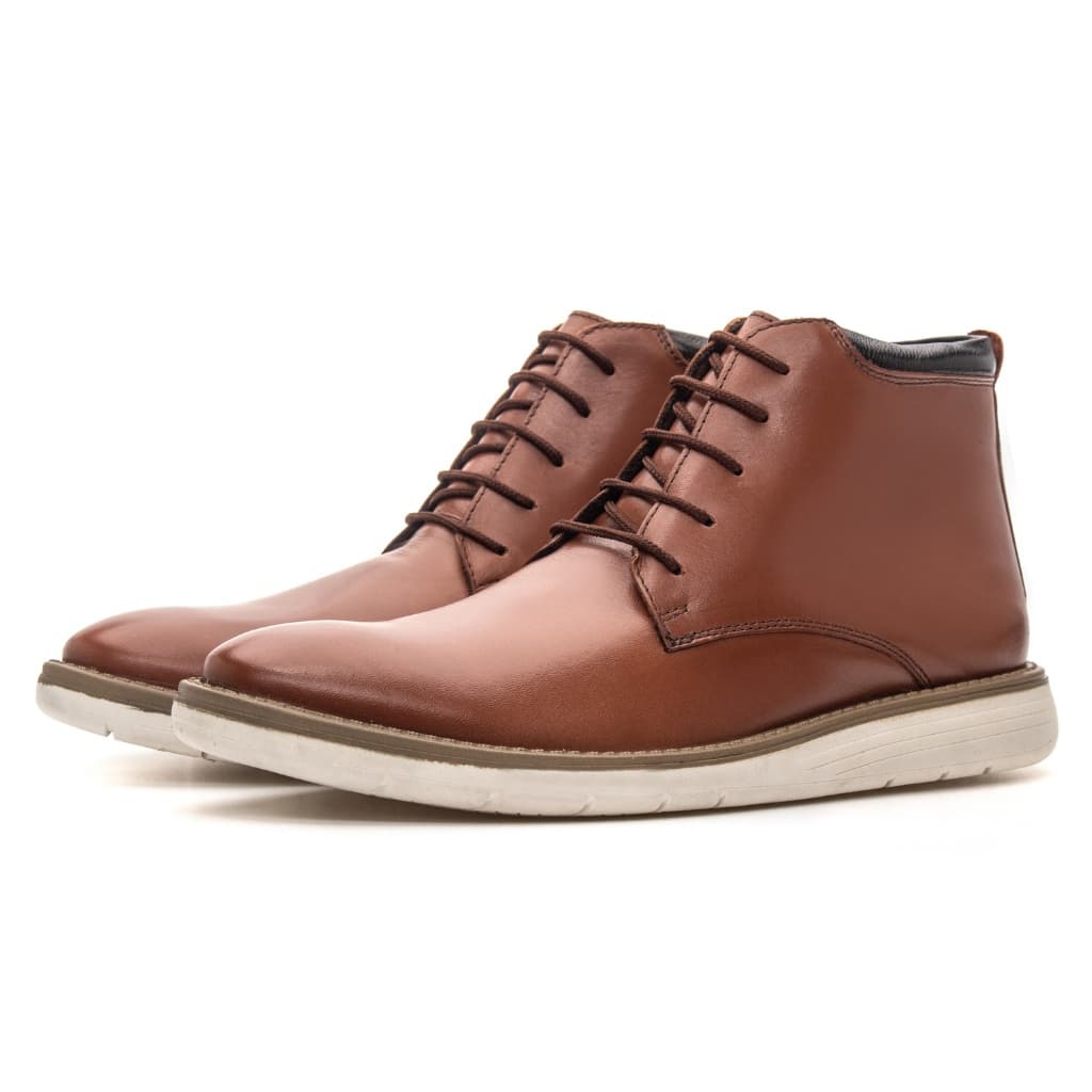 Coturno Bota Masculina Couro Legitimo Qualidade Conforto Oxford Casual Esport Fino