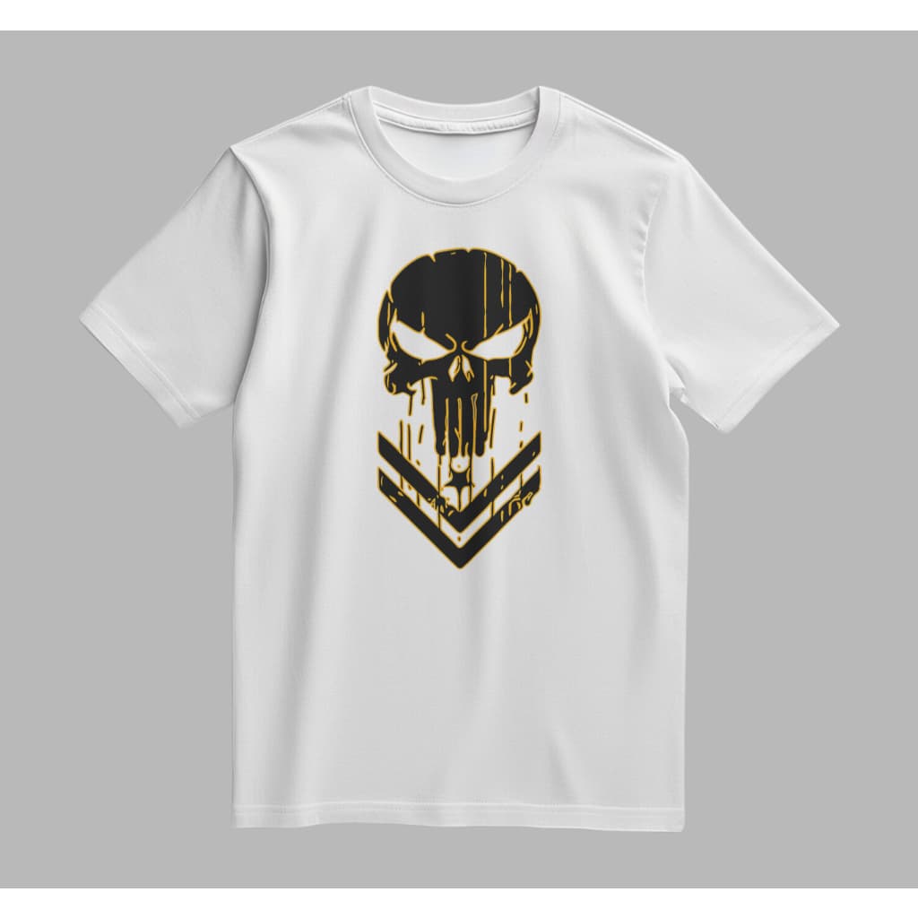 Camiseta Básica Estampa Caveira Amarela Casual Confortável Cores