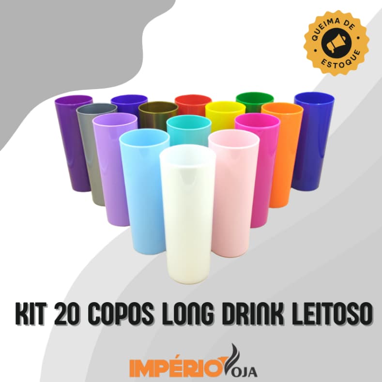 Kit 20 Copo Long Drink Leitoso 350ml Em Promoção Para Festa Personalizar Adesivar