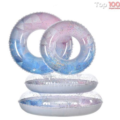 Boia Redonda com Glitter Circular Infantil Praia Piscina Verão 60cm/70cm/80cm