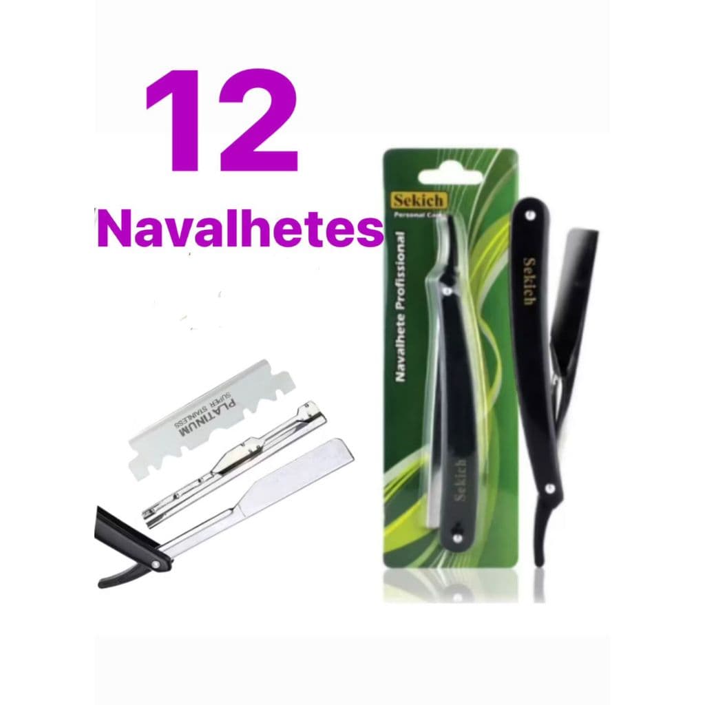 KIT 12 vanalhete navalha profissional barbeiro acabamento barba sobrancelha rosto