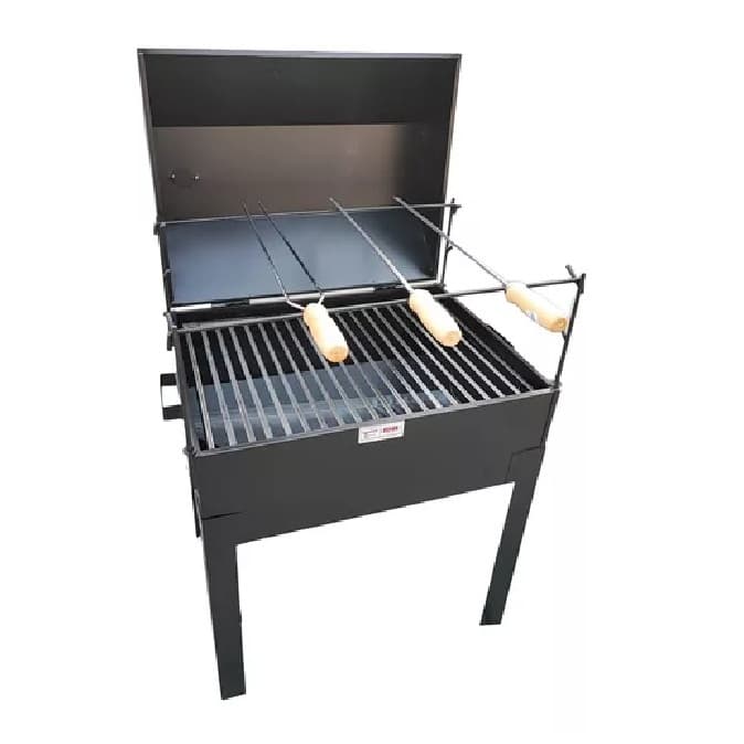 Churrasqueira Rhr Grande 60 X 46 Cm Grelha Inox + suporte para espeto e 3 Espeto